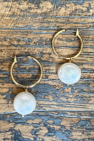 Small Pearl Hoop Earring