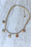 Flower Gem Charm Necklace