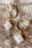 Pearl Hoop Clover Earring