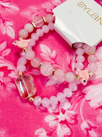 Birdie Bracelet Set- Light Pink