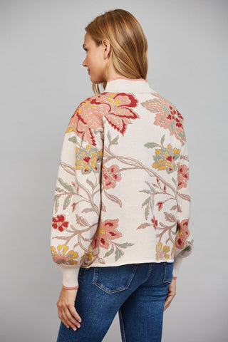 Tapestry Floral Mock Neck Sweater