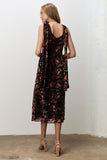 Antique Floral Velvet Midi Dress