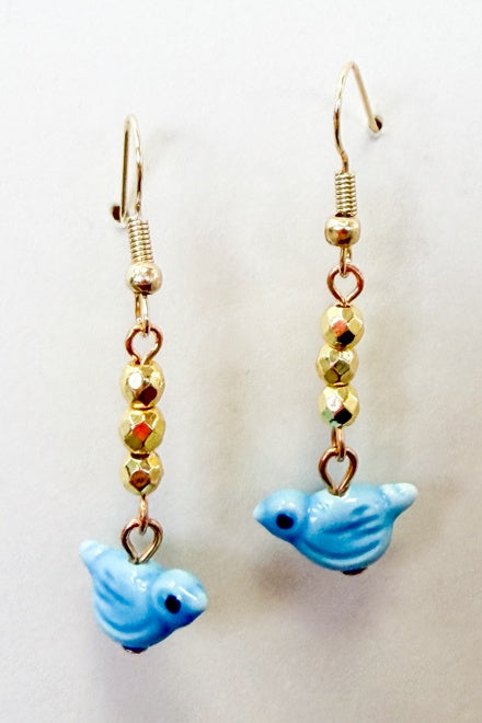 Birdie Earring-  Light Blue
