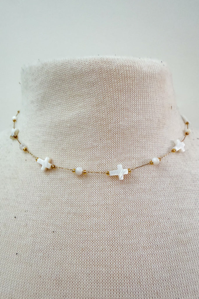 Laura Necklace- White Cross