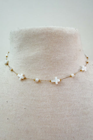 Laura Necklace- White Cross