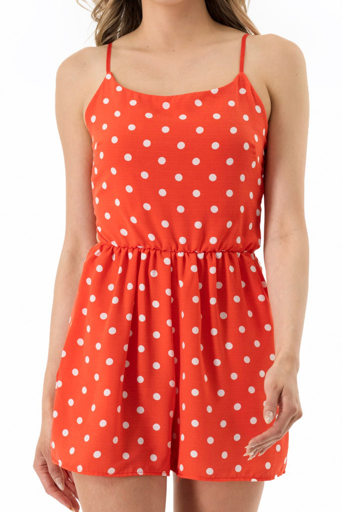 Polka Dot Sleeveless Romper