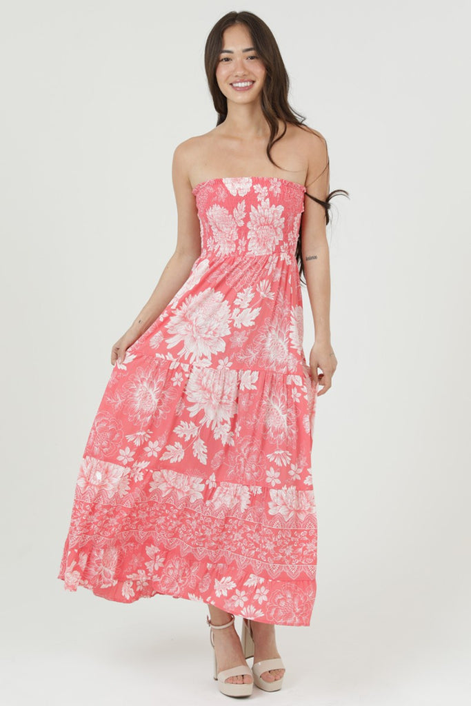 Coral Bloom Maxi Dress