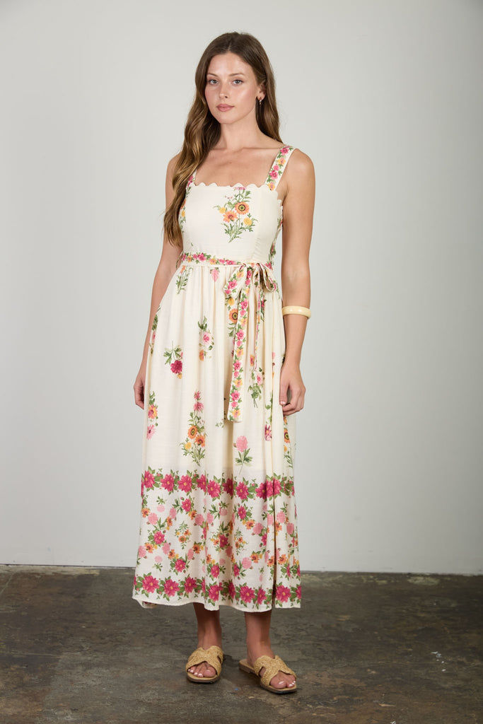 Wildflower Scallop Midi Dress