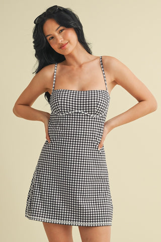 Girl On The Go Dress in Black Gingham