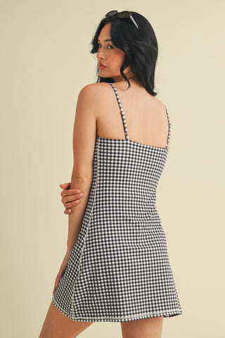Girl On The Go Dress in Black Gingham