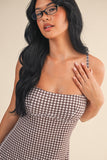 Girl On The Go Dress in Brown Gingham