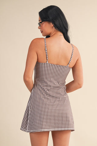 Girl On The Go Dress in Brown Gingham