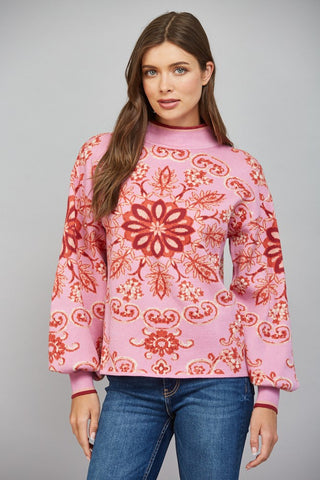 Folk Season Mock Neck Sweater