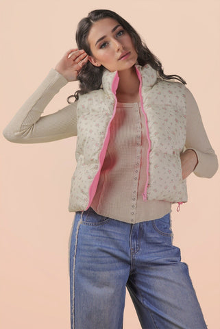Floral Meadows Puffer Vest