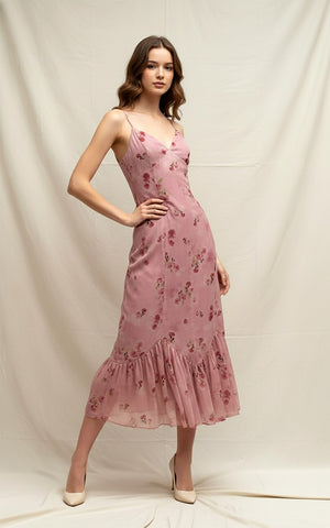 Blushing Petals Midi Dress