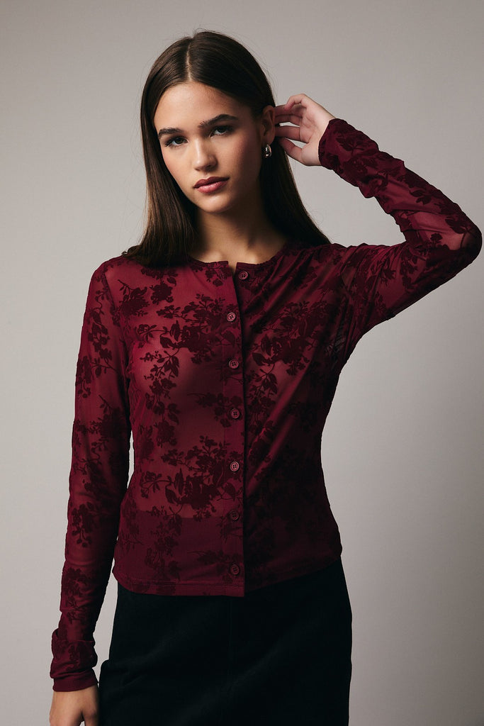 Velvet Rose Mesh Blouse