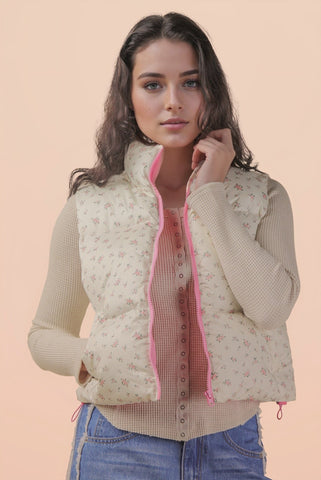Floral Meadows Puffer Vest