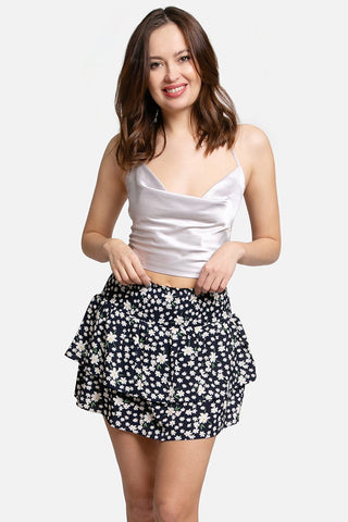 Shine Bright Mini Skirt in Navy Floral