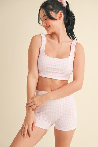 Casual Comfort Bra Top Pink Gingham