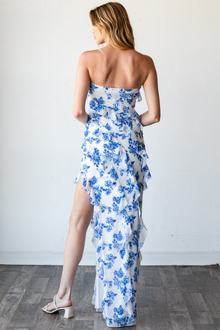 Signature Charm Dress in Blue Floral