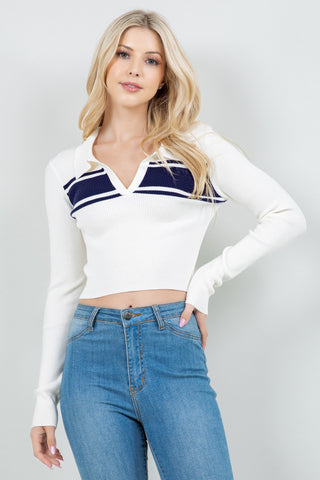 Preppy Lines Cropped Sweater