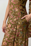 Antique Floral Velvet Midi Dress