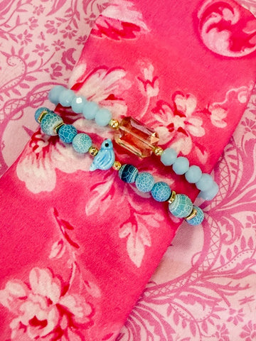 Birdie Bracelet Set- Lt. Blue