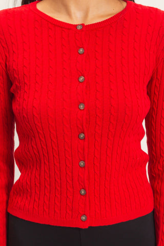 Buttoned Up Cable Cardigan