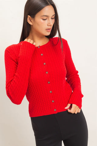 Buttoned Up Cable Cardigan