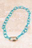 Paper Clip Necklace in Teal Enamel J3