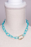 Paper Clip Necklace in Teal Enamel J3