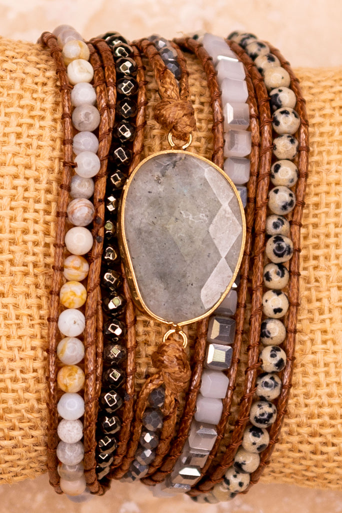 Kelly Wrap Bracelet in Labradorite/Robins Egg 265